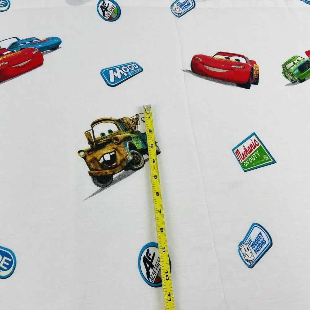 Walt Disney Pixar Cars White Twin Size  Flat Sheet McQueen Mater 2009